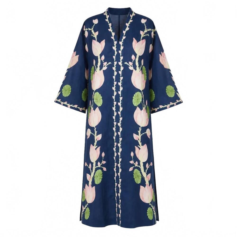 NEW VERANDAH women's ammama lotus midi dress in navy